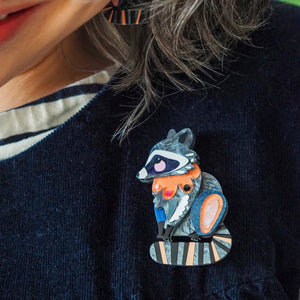 The Resourceful Raccoon Brooch  -  Erstwilder  -  Quirky Resin and Enamel Accessories