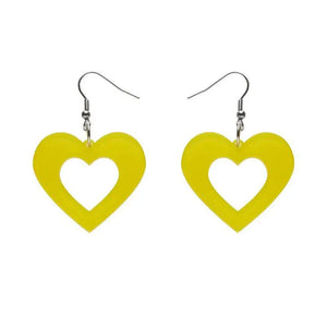 Heart Bubble Resin Drop Earrings - Yellow  -  Erstwilder Essentials  -  Quirky Resin and Enamel Accessories