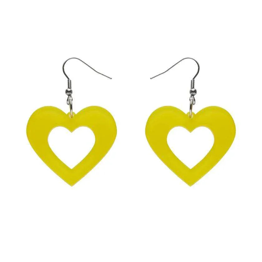 Heart Bubble Resin Drop Earrings - Yellow  -  Erstwilder Essentials  -  Quirky Resin and Enamel Accessories