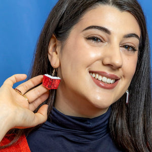 Story Book Drop Earrings - Red  -  Erstwilder Essentials  -  Quirky Resin and Enamel Accessories