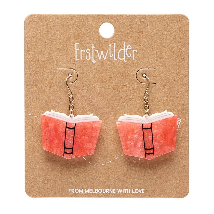Story Book Drop Earrings - Orange  -  Erstwilder Essentials  -  Quirky Resin and Enamel Accessories