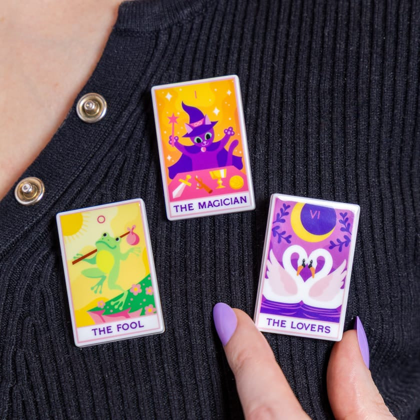 Tarot Simplified Mini Brooch Set - Set - 3 Piece  -  Erstwilder Simplified  -  Quirky Resin and Enamel Accessories