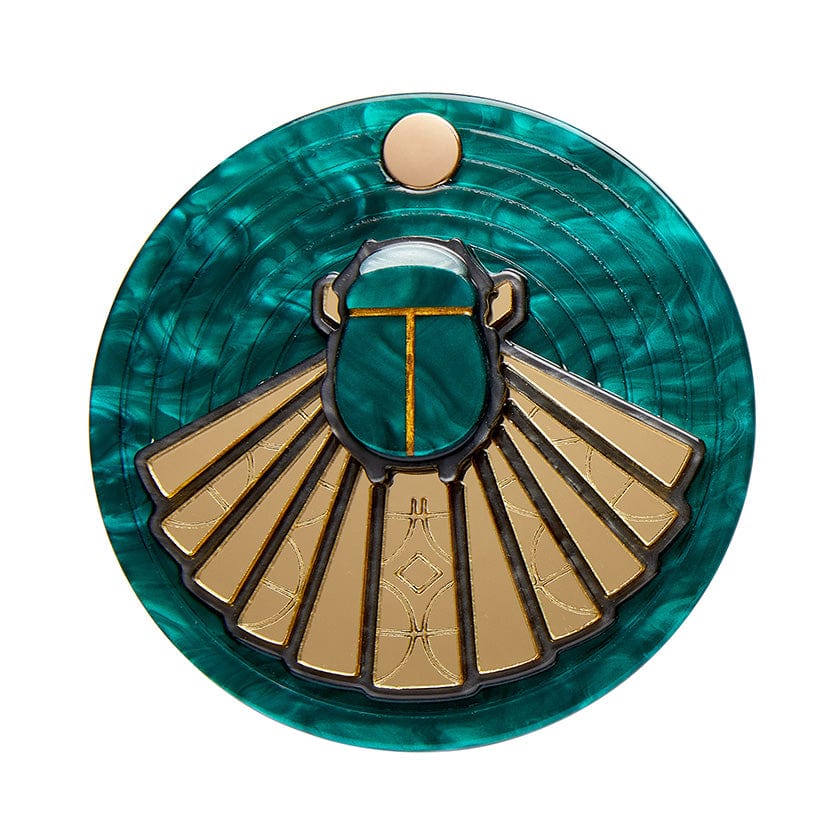 The Heart of Egypt Scarab Mirror Compact (IMPERFECT)  -  Erstwilder  -  Quirky Resin and Enamel Accessories
