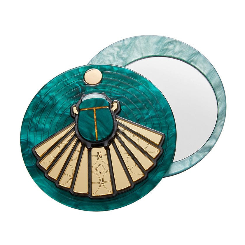 The Heart of Egypt Scarab Mirror Compact (IMPERFECT)  -  Erstwilder  -  Quirky Resin and Enamel Accessories