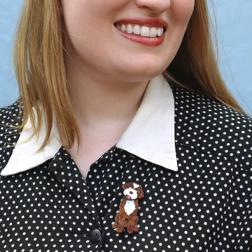 Terrific Truffle Hunter Brooch  -  Erstwilder  -  Quirky Resin and Enamel Accessories