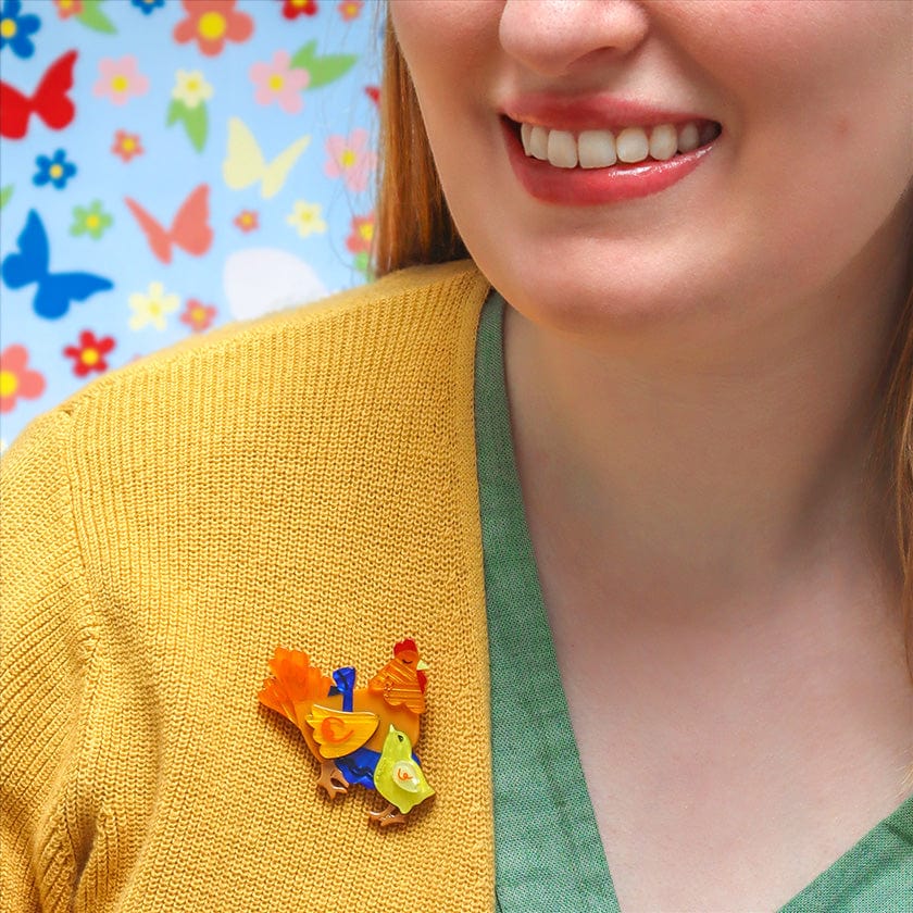 Mother Hen Knows Best Brooch  -  Erstwilder  -  Quirky Resin and Enamel Accessories