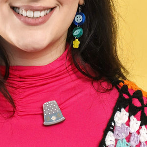 Status Thimble Mini Brooch  -  Erstwilder  -  Quirky Resin and Enamel Accessories