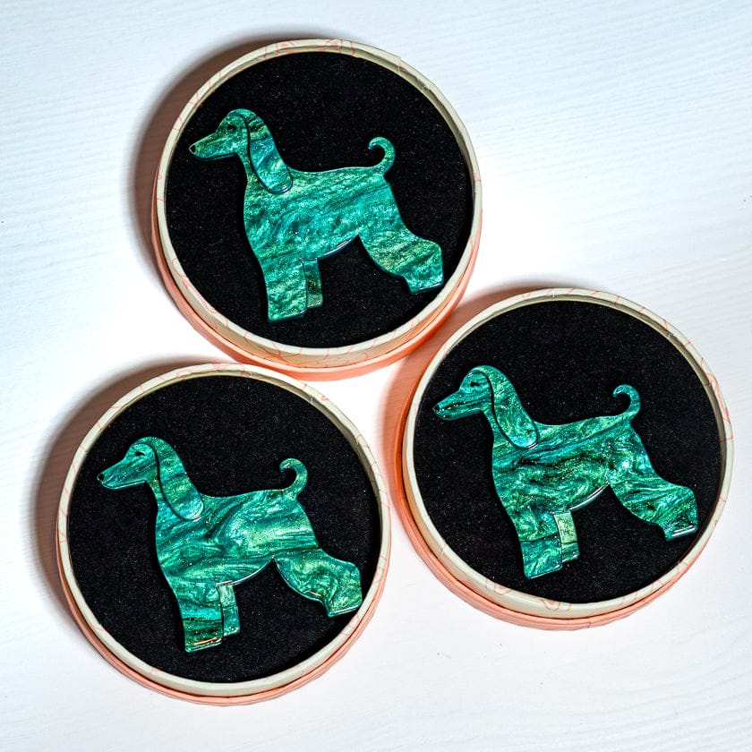 Ainslee the Afghan Hound Brooch  -  Erstwilder  -  Quirky Resin and Enamel Accessories