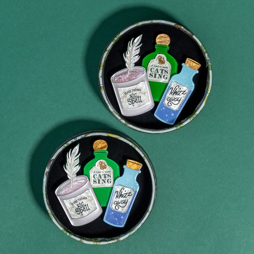 Spell Bottles Brooch  -  Erstwilder  -  Quirky Resin and Enamel Accessories