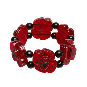 Remembrance Poppy Stretch Bracelet (IMPERFECT)  -  Erstwilder  -  Quirky Resin and Enamel Accessories