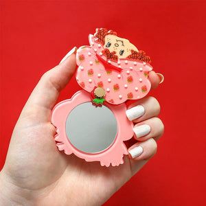 Big Adorable Strawberry Smile Mirror Compact  -  Erstwilder  -  Quirky Resin and Enamel Accessories