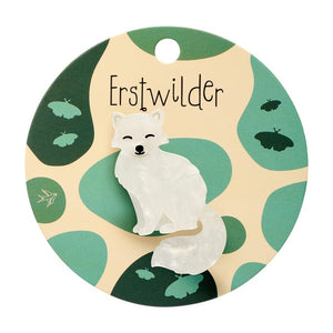 Arctic Fox Simplified Mini Brooch  -  Erstwilder Simplified  -  Quirky Resin and Enamel Accessories