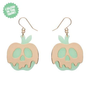 Poison Apple Drop Earrings - Glow in the Dark and Gold  -  Erstwilder Essentials  -  Quirky Resin and Enamel Accessories