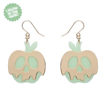 Poison Apple Drop Earrings - Glow in the Dark and Gold  -  Erstwilder Essentials  -  Quirky Resin and Enamel Accessories