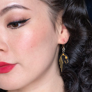 Jaguar Solid Black Resin Drop Earrings - Gold  -  Erstwilder Essentials  -  Quirky Resin and Enamel Accessories