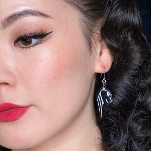 Jaguar Solid Black Resin Drop Earrings - Silver  -  Erstwilder Essentials  -  Quirky Resin and Enamel Accessories