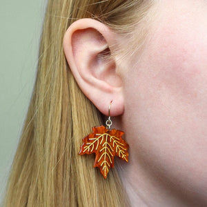 Maple Leaf Drop Earrings - Orange  -  Erstwilder Essentials  -  Quirky Resin and Enamel Accessories