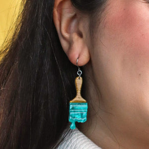 Paint Brush Ripple Drop Earrings - Teal  -  Erstwilder Essentials  -  Quirky Resin and Enamel Accessories
