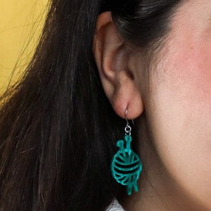 Ball Of Yarn Ripple Drop Earrings - Teal  -  Erstwilder Essentials  -  Quirky Resin and Enamel Accessories