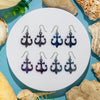 Ship Anchor Drop Earrings - Navy