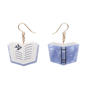 Story Book Drop Earrings - Blue  -  Erstwilder Essentials  -  Quirky Resin and Enamel Accessories