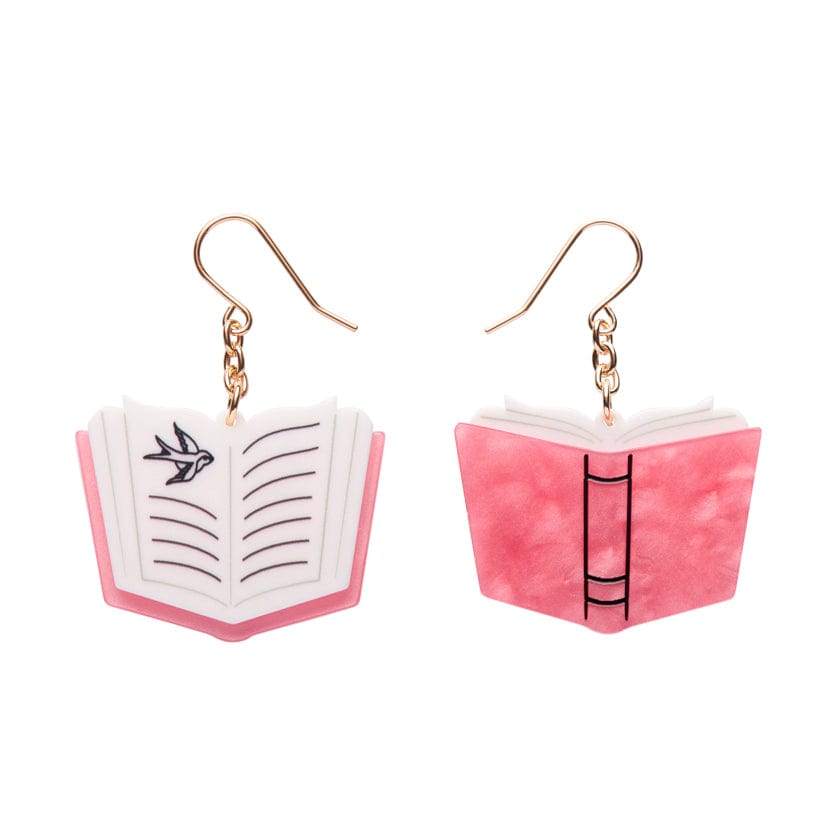 Story Book Drop Earrings - Pink  -  Erstwilder Essentials  -  Quirky Resin and Enamel Accessories
