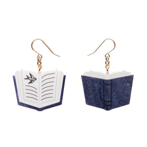 Story Book Drop Earrings - Dark Blue  -  Erstwilder Essentials  -  Quirky Resin and Enamel Accessories
