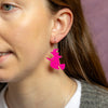 Flying Witch Drop Earrings - Pink