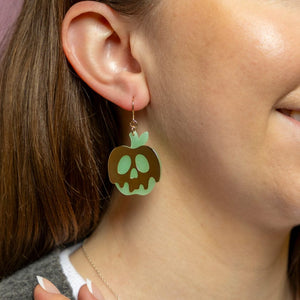 Poison Apple Drop Earrings - Glow in the Dark and Gold  -  Erstwilder Essentials  -  Quirky Resin and Enamel Accessories