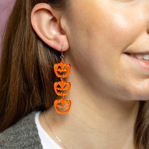 Halloween Pumpkins Drop Earrings - Orange  -  Erstwilder Essentials  -  Quirky Resin and Enamel Accessories