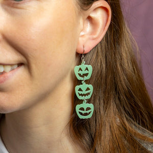 Halloween Pumpkins Drop Earrings - Glow in the Dark  -  Erstwilder Essentials  -  Quirky Resin and Enamel Accessories