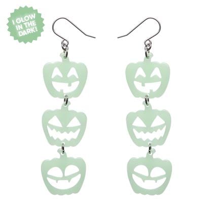 Halloween Pumpkins Drop Earrings - Glow in the Dark  -  Erstwilder Essentials  -  Quirky Resin and Enamel Accessories