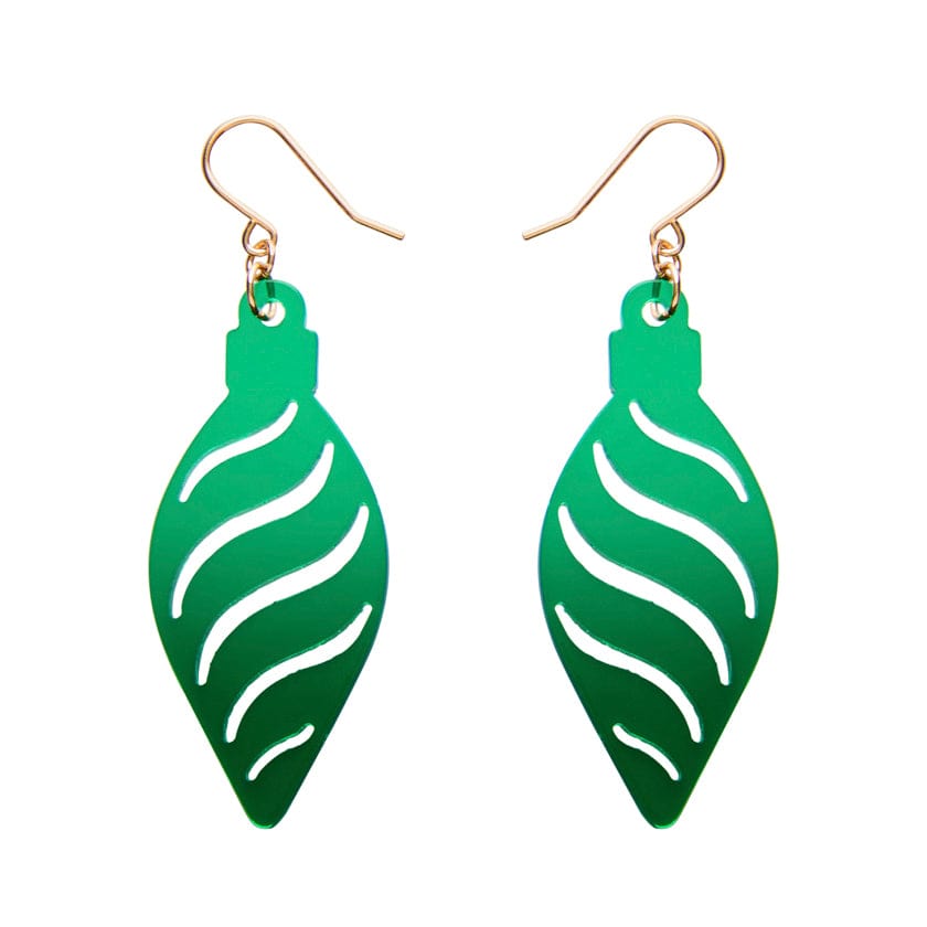 Long Bauble Drop Earrings - Green  -  Erstwilder Essentials  -  Quirky Resin and Enamel Accessories