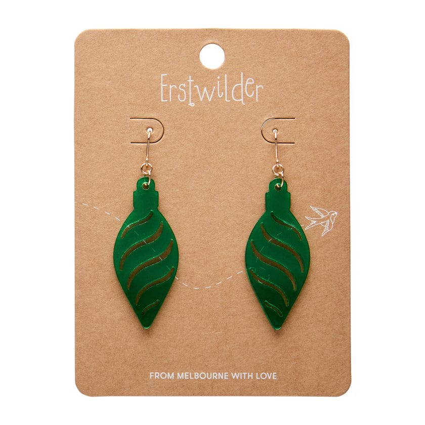 Long Bauble Drop Earrings - Green  -  Erstwilder Essentials  -  Quirky Resin and Enamel Accessories