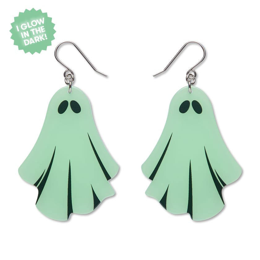 Ghostie Drop Earrings - Glow in the Dark  -  Erstwilder Essentials  -  Quirky Resin and Enamel Accessories
