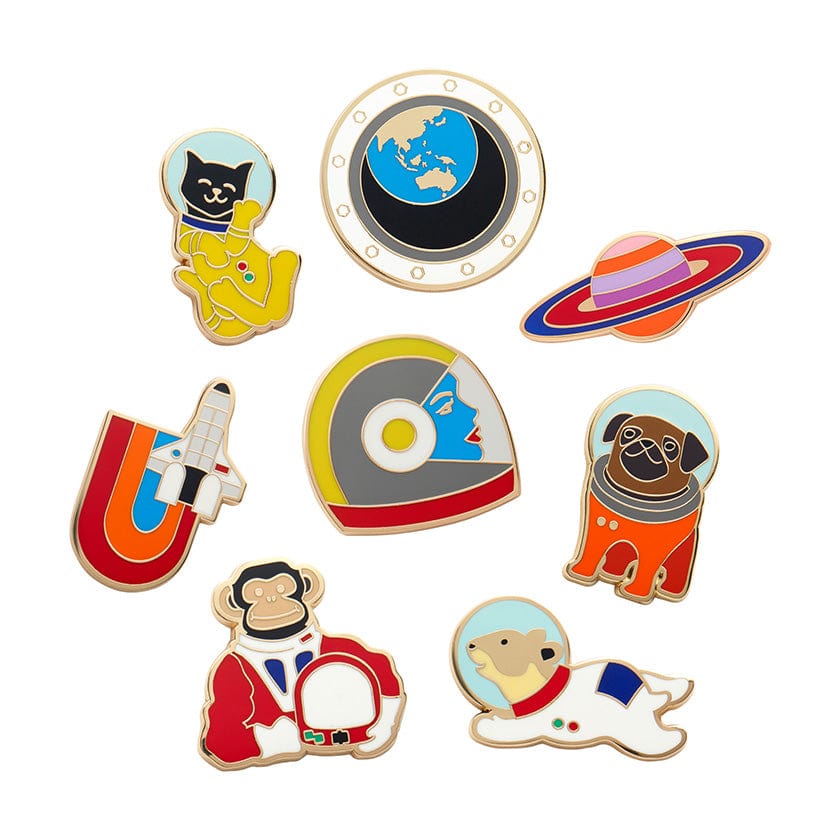 Mission to the Moon Enamel Pin Pack - 8 Piece  -  Erstwilder  -  Quirky Resin and Enamel Accessories