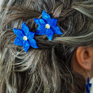 Spotted Sun Orchid Hair Clips - 2 Piece  -  Erstwilder  -  Quirky Resin and Enamel Accessories
