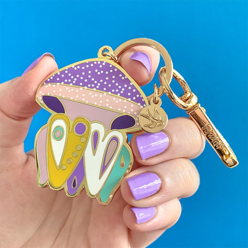 The Whimsical White Spotted Jellyfish Enamel Key Ring  -  Erstwilder  -  Quirky Resin and Enamel Accessories