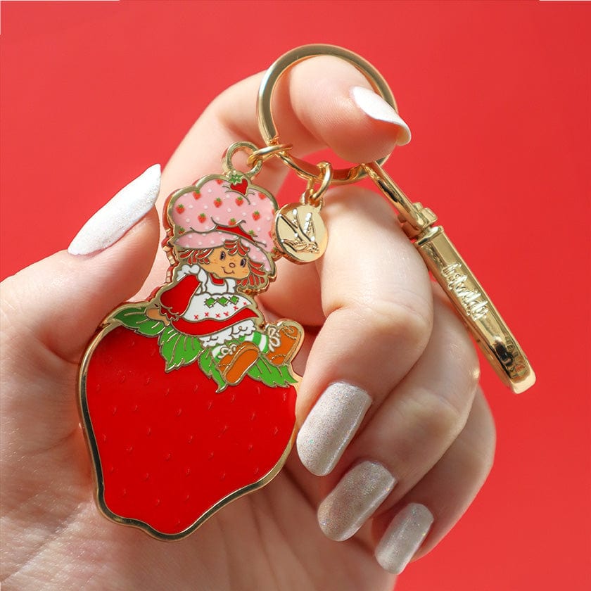 Sitting on a Strawberry Enamel Key Ring  -  Erstwilder  -  Quirky Resin and Enamel Accessories