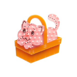 Cozy Custard Cat Mini Brooch  -  Erstwilder  -  Quirky Resin and Enamel Accessories