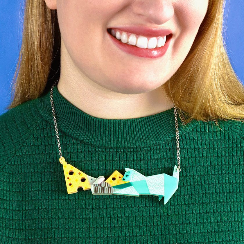 Cat and Mouse Necklace (IMPERFECT)  -  Erstwilder  -  Quirky Resin and Enamel Accessories