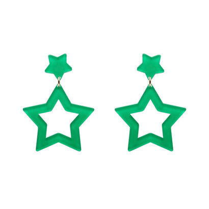 Double Star Stud Earrings – Green  -  Erstwilder Essentials  -  Quirky Resin and Enamel Accessories