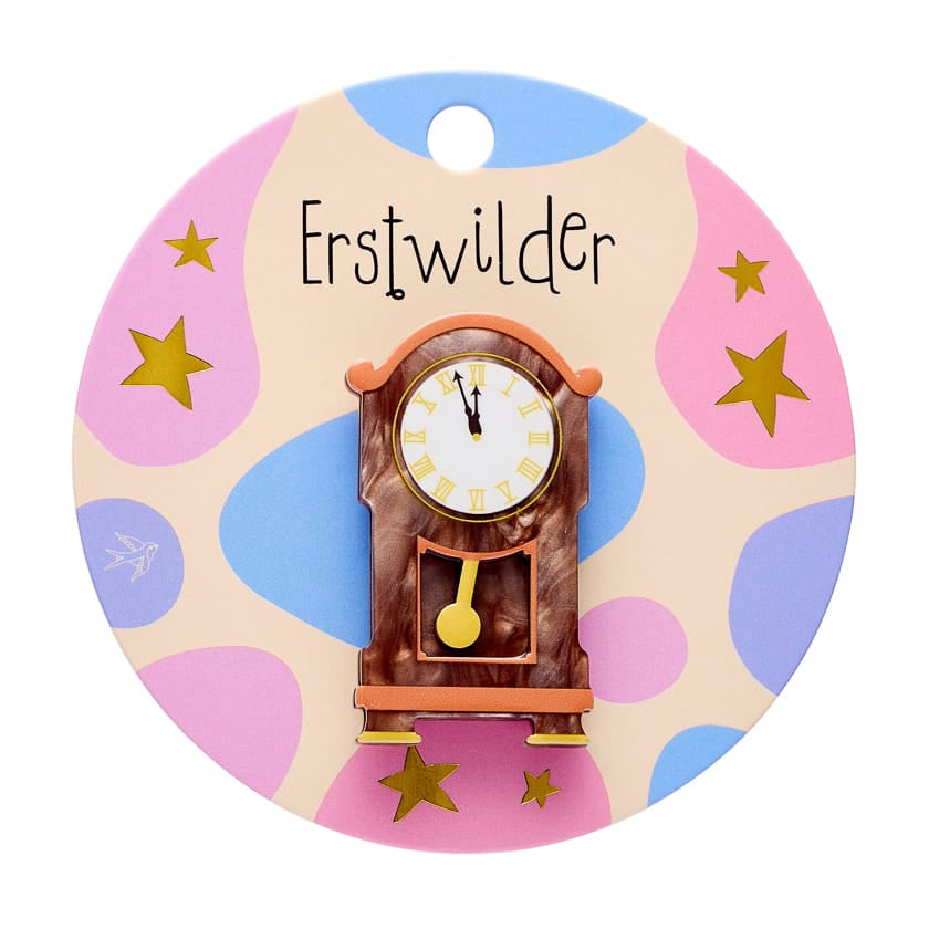 Clock Simplified Mini Brooch  -  Erstwilder Simplified  -  Quirky Resin and Enamel Accessories