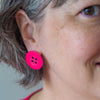 Button Stud Earrings - Pink  -  Erstwilder Essentials  -  Quirky Resin and Enamel Accessories