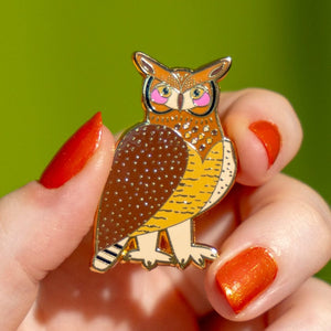 The Grand Great Horned Owl Enamel Pin  -  Erstwilder  -  Quirky Resin and Enamel Accessories