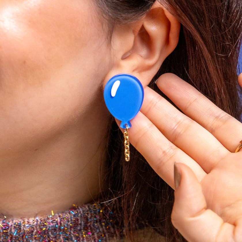 Balloons Drop Earrings – Blue  -  Erstwilder Essentials  -  Quirky Resin and Enamel Accessories