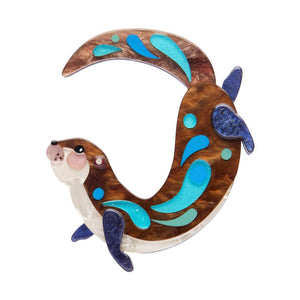 The Outgoing Otter Brooch  -  Erstwilder  -  Quirky Resin and Enamel Accessories