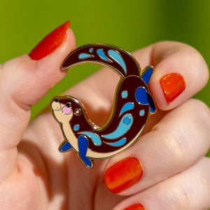 The Outgoing Otter Enamel Pin  -  Erstwilder  -  Quirky Resin and Enamel Accessories