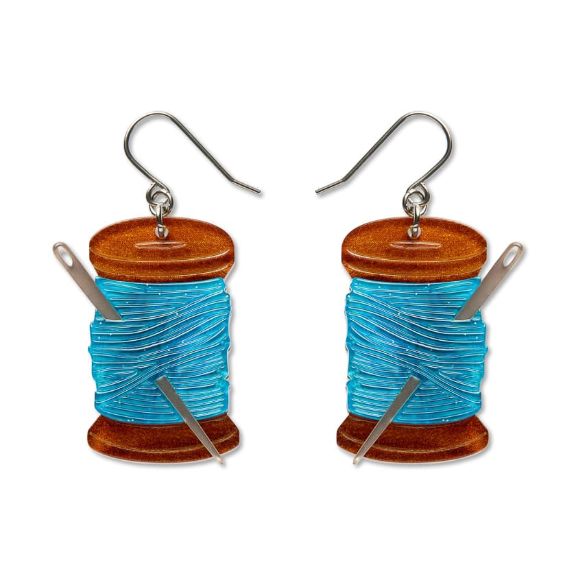 Thread the Needle Drop Earrings  -  Erstwilder  -  Quirky Resin and Enamel Accessories