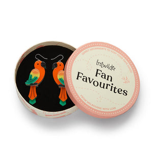 Pancha’s Parrots Drop Earrings (IMPERFECT)  -  Erstwilder  -  Quirky Resin and Enamel Accessories